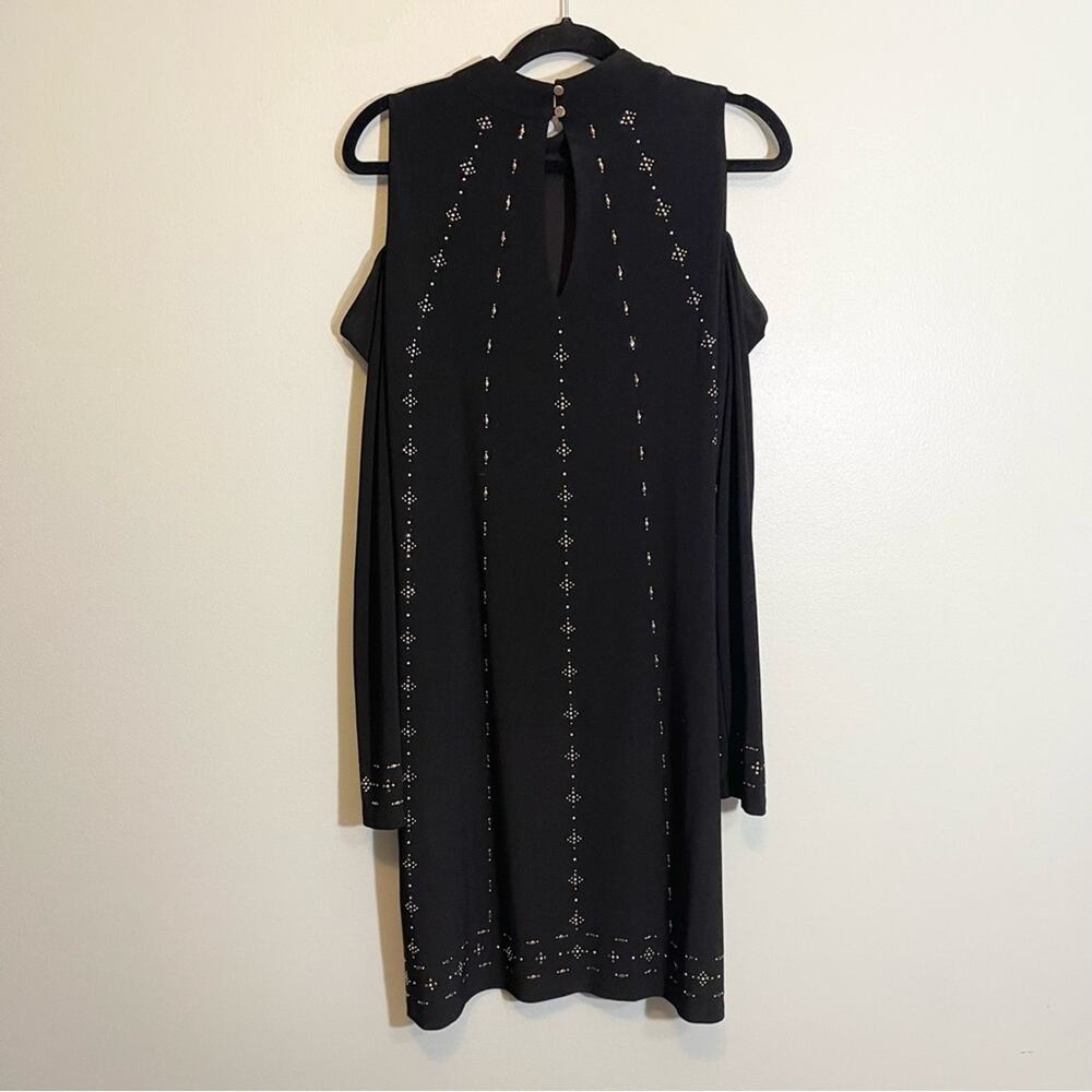 WhiteHouse BlackMarket‎ Cold-Shoulder Black Knit Shift Dress Size Large - Picture 7 of 16